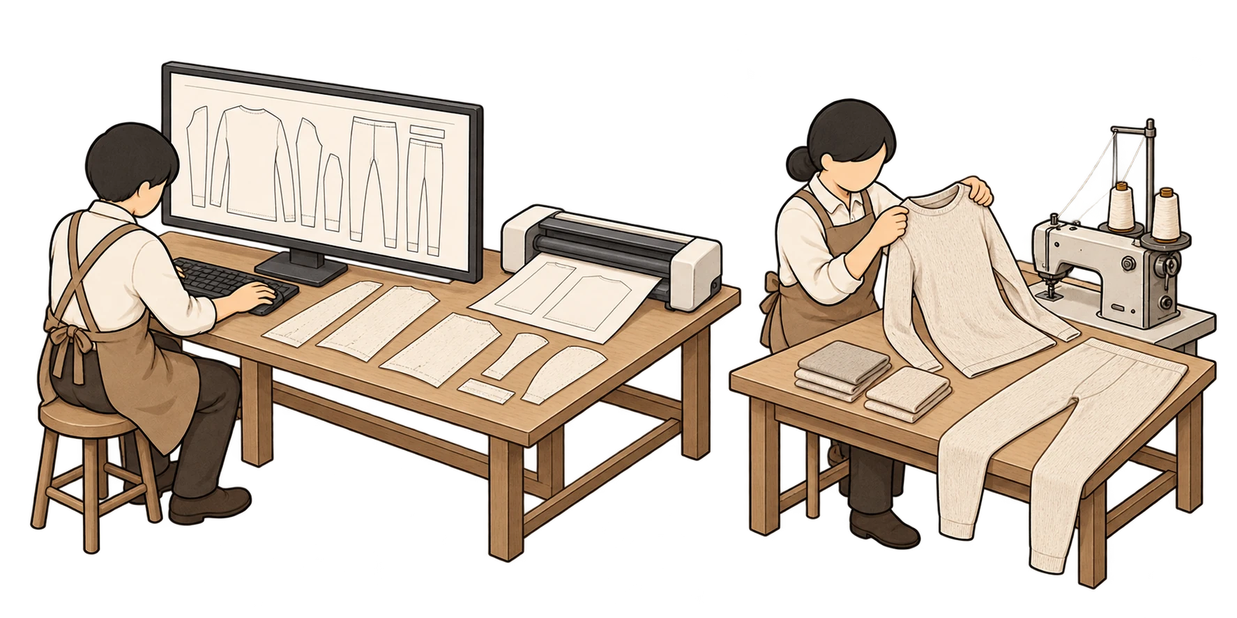 CAD 二维服装制版与轻薄羊毛内衣样衣制作示意